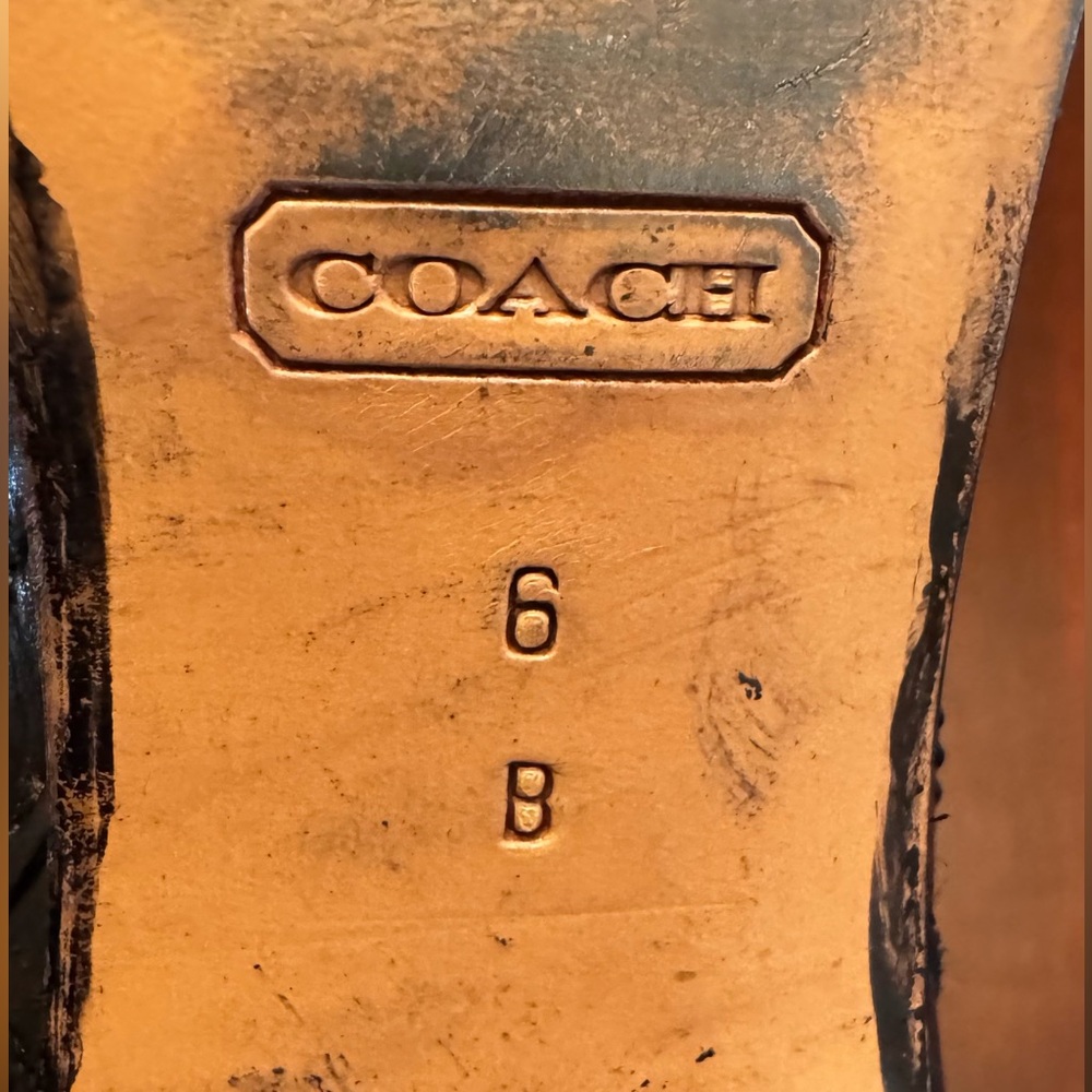 COACH Meadow Q220 Italy Signature Embossed Tall Black Leather Boots - Picture 11 of 13